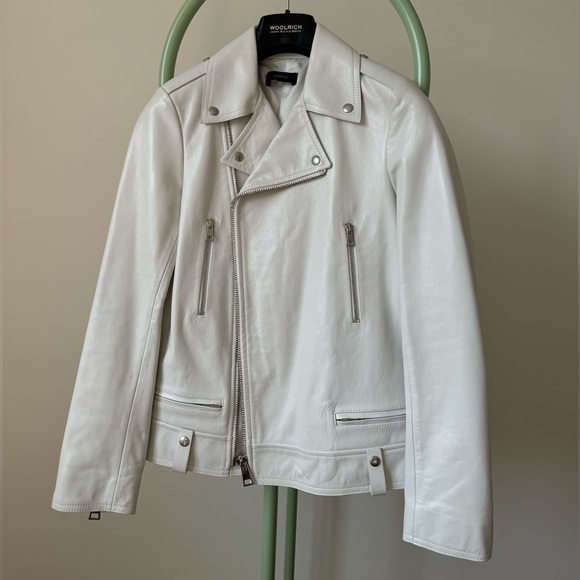 Joseph Biker Calf Leather Jacket, White, Size 34 - Picture 1 of 16